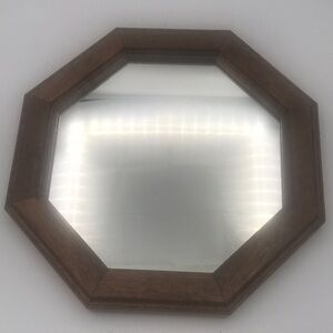 VTG‎ Octagonal Mirror with Wood Frame 11"